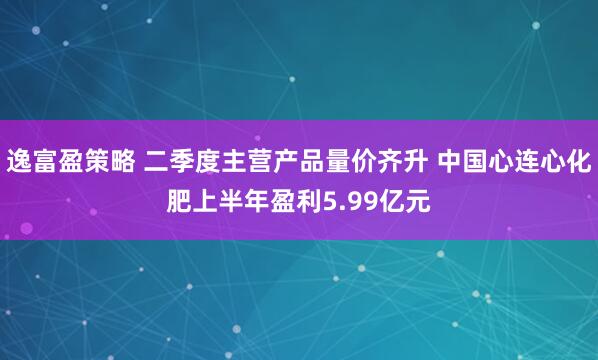 逸富盈策略 二季度主营产品量价齐升 中国心连心化肥上半年盈利5.99亿元